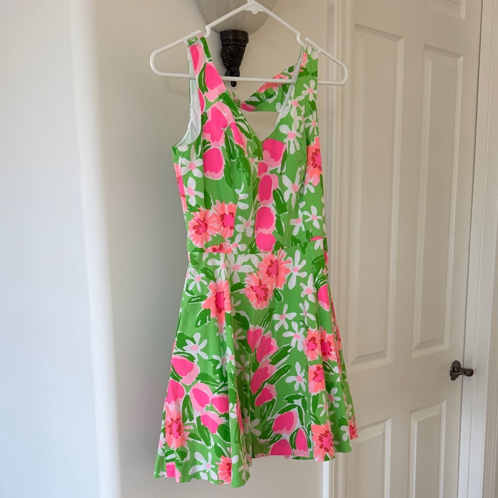 Lilly Pulitzer Green and Pink Floral Mini Dress